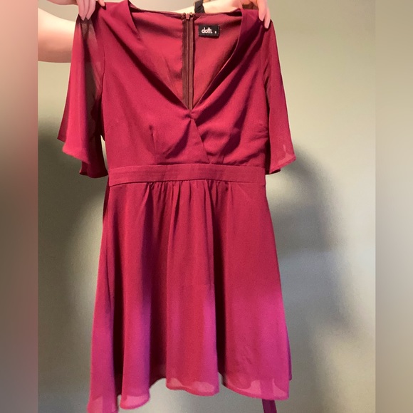 Maroon Chiffon Dress - Picture 3 of 3